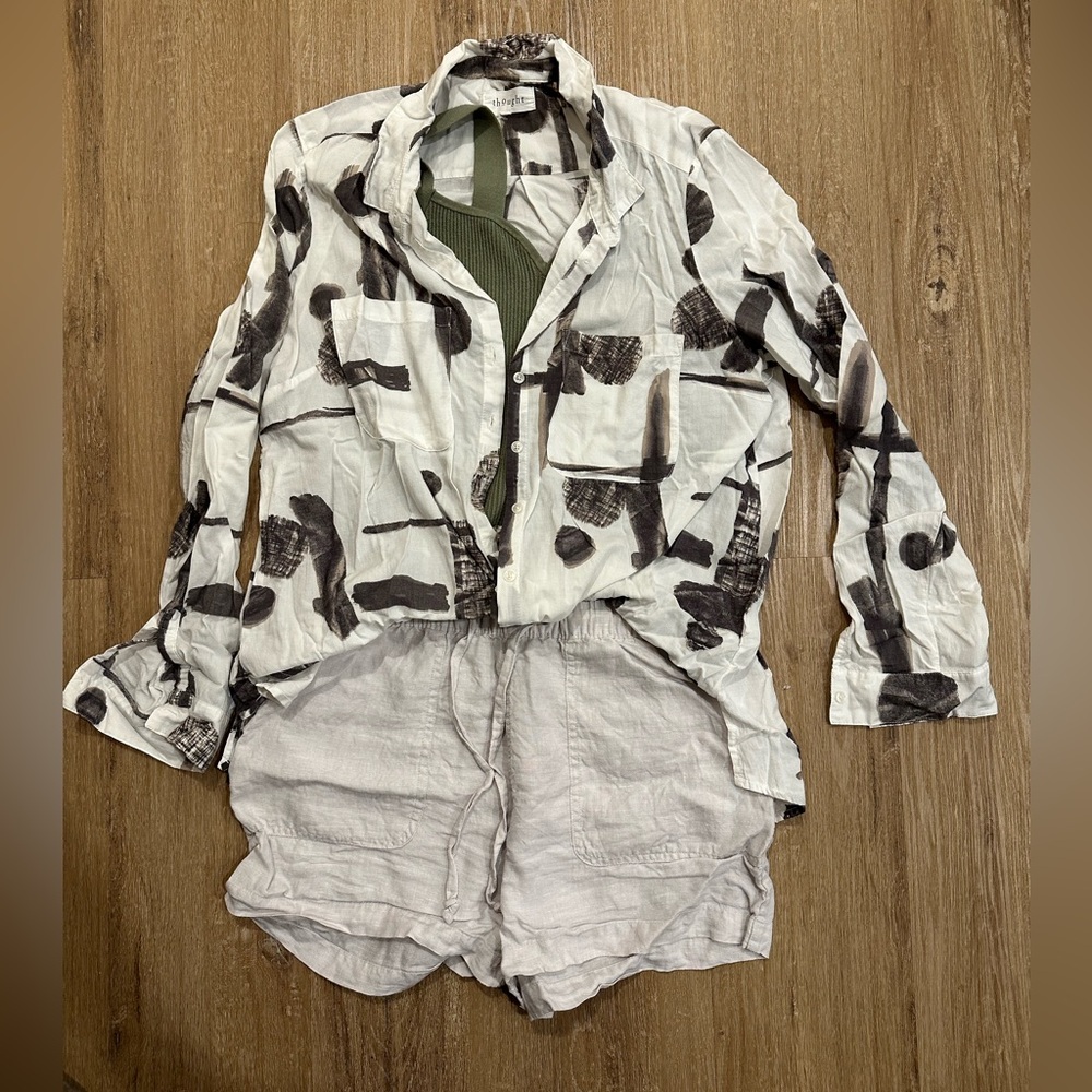 Thought Women’s Abstract Button Up Long Sleeve